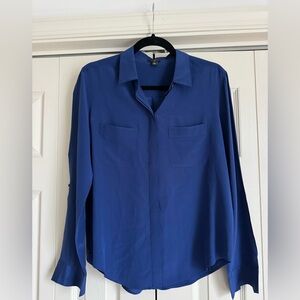 Ann Taylor Classic Button-Down Blouse in Royal Blue Size Medium